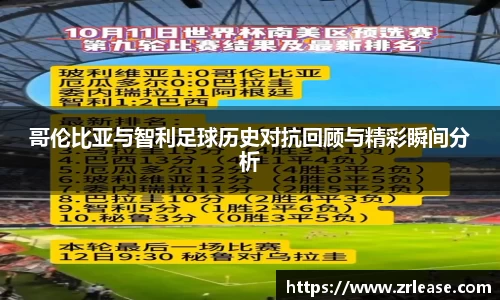 哥伦比亚与智利足球历史对抗回顾与精彩瞬间分析
